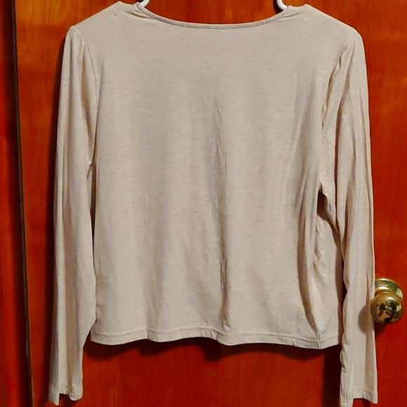 Rib Knit Faux Wrap Top in Large Petite. - Picture 2 of 4